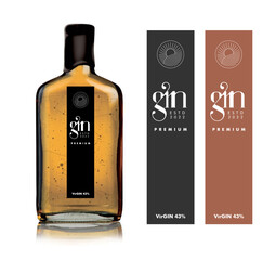 Gin Alcohol Design Elements Elegant Flat Bottle Sketch