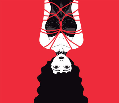 woman tied in ropes hanging down