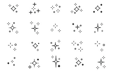 Sparkle doodle star burst magical highlight icon set vector.