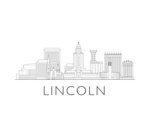 Lincoln Nebraska cityscape illustration skyline drawing