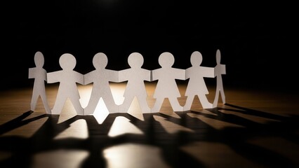 Paper figures united supporting autism awareness against a dark background  