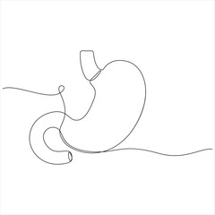 Human stomach anatomy one line drawing continuous gastrointestinal vector illustration