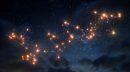 A glowing constellation in the night sky, with each star representing a goal achieved. (1)