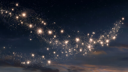 A glowing constellation in the night sky, with each star representing a goal achieved.