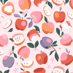 Red (Gouache) Apples Pattern