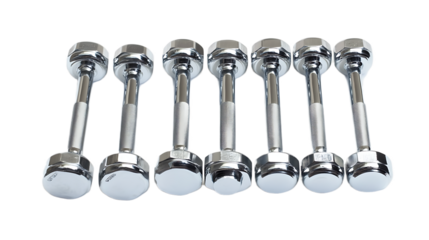 Chrome Dumbbells Set Isolated Black Background Fitness