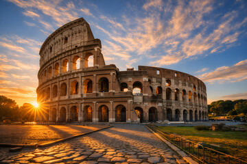 Naklejka premium Coliseum or Flavian Amphitheatre (Amphitheatrum Flavium or Colosseo), Rome, Italy. 
