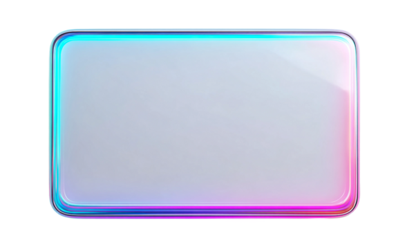Floating holographic neon tablet displaying futuristic digital interface and advanced artificial intelligence technology isolated on transparent background PNG - Powered by Adobe