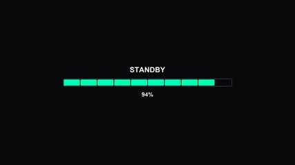 Loading bar animation for video cutter program showing standby status and completion progress on a dark background