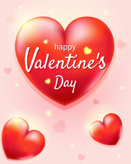 Valentine's Day. Greeting card. Composition of three-dimensional hearts.