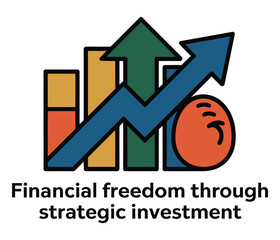 Financial growth chart shows upward trend above an abstract savings egg.