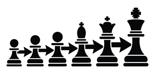 Chess pieces illustrate the concept of gradual advancement.