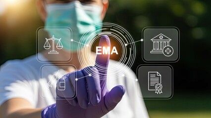 Healthcare professional interacting with EMA digital interface