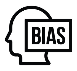 Icon representing human cognitive bias displayed within a silhouette.