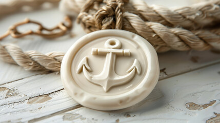 Red Wax Seal with Anchor Symbol on Nautical Background