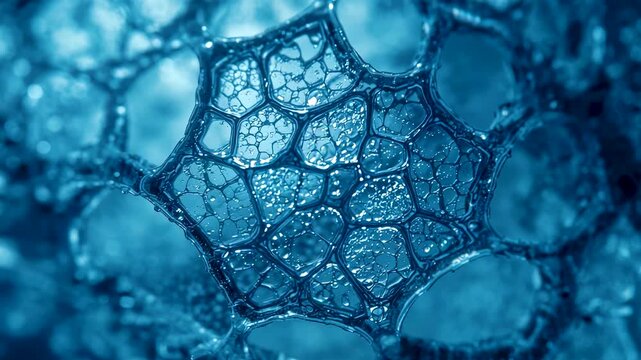 Deep Blue Organic Cellular Structure Honeycomb Pattern Abstract Microscopic Texture Bubbles Fluid