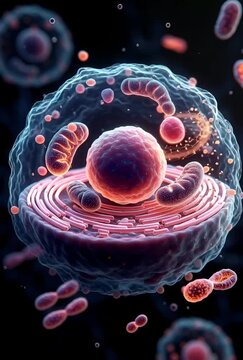 Looping Mitosis Stages Animation: Prophase to Telophase with Glowing Chromosomes in Clean Scientific Style