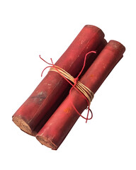 Single firecracker bundle, isolated on white background, product photography, clean edges isolated on white background 