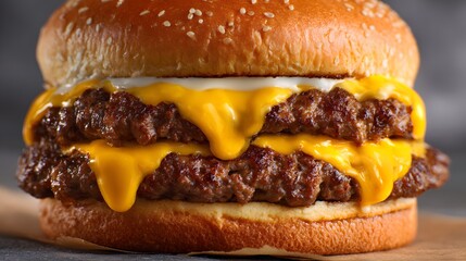 Double Cheeseburger With Beef Patties And Rich Melted Cheese Layers