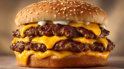 Double Cheeseburger With Beef Patties And Rich Melted Cheese Layers
