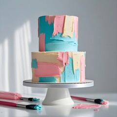 minimalistic colourful paint cake