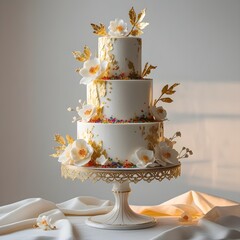 wedding cake with flowers