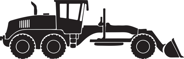 Obraz premium Motor Grader Silhouette Heavy Construction Equipment Icon