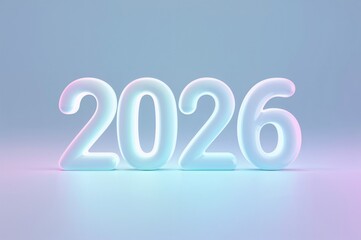 Glowing neon 2026 numbers on futuristic background for business planning