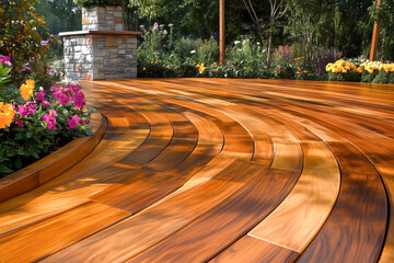 Wooden decking, deck, patio construction.