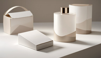 Elegant packaging design showcases modern fragrance bottles on display