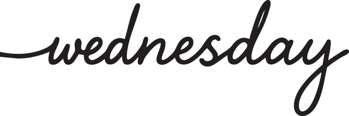 Fototapeta premium Handwritten Wednesday text in a stylish script font perfect for calendar design journaling or motivational quotes