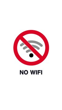 Digital Glitch Effect Red and Black Forbidden Wireless Icon Symbol Representing Connection Loss.