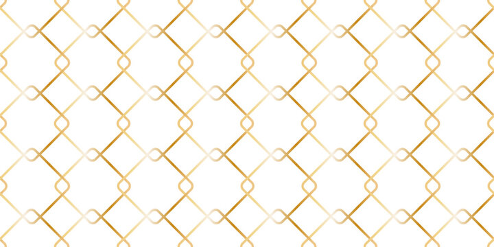 luxury seamless golden lattice pattern on white background elegant geometric mesh line vector for premium design wrap