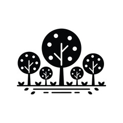 Fruit garden orchard silhouette illustration