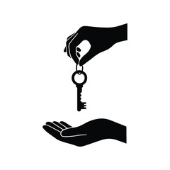 Hand giving key silhouette concept