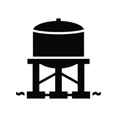 Industrial water reservoir silhouette illustration