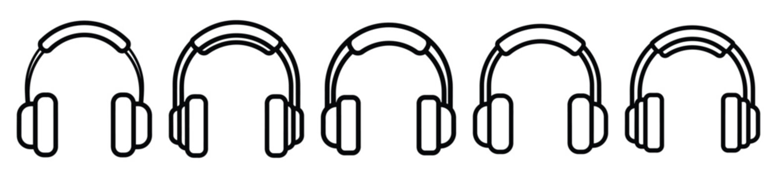 Outline education icons of headphones study . Education  Editable stroke vector illustration design