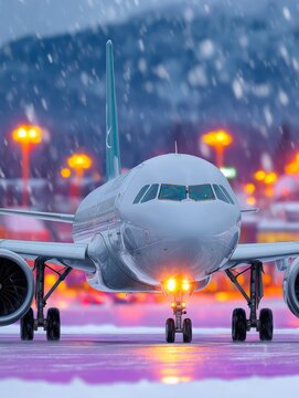 Airliner in Flight: Wide-Body and Narrow-Body Aircraft at Airport