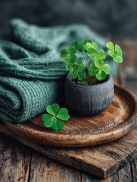 Vibrant Green Shamrock and Clover Leaves in Natural Setting