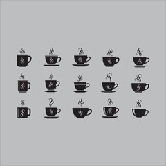 Obraz premium PrinHot Coffee Cups with Steam Icons t