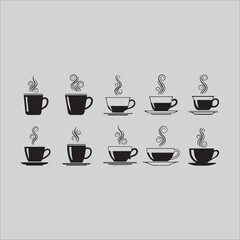Obraz premium Coffee Cup Silhouette Icon Set