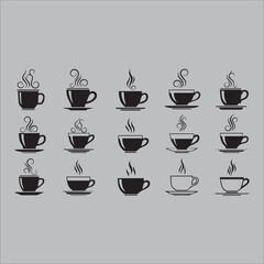 Fototapeta premium Coffee Cup Silhouette Icon Set