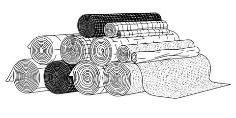 Natural Textile Fabric Rolls Organic Material Silhouette