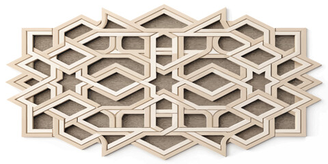 Intricate wooden geometric pattern with interlocking shapes &mdash; EPS vector (editable)