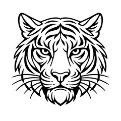 Fototapeta premium Bold black and white tiger face line art design
