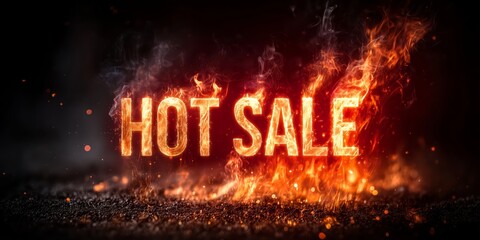 Fiery &ldquo;HOT SALE&rdquo; typography effect for discount advertising, limited-time offers, and high-conversion ecommerce campaigns.
