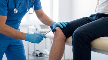 Neurological Examination Doctor Tests Patient's Knee Reflex