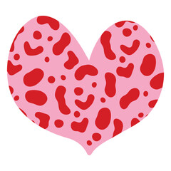 Cute and minimal Hand Drawn textured heart shape for Valentines Day. Trendy Red and Pink Love symbol with  abstract pattern. Vector art illustration isolated on white background