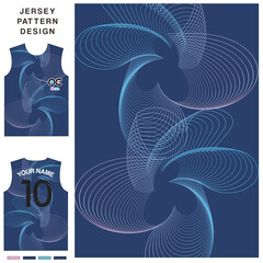 Abstract curve lines concept vector jersey pattern template for printing or sublimation sports uniforms football volleyball basketball e-sports cycling and fishing Free Vector.