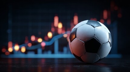 soccer ball with a background of statistical graphs